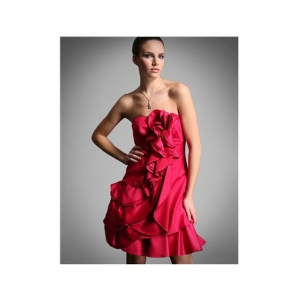 Karen Millen Satin Ruffle Dress - Pink - Size 8